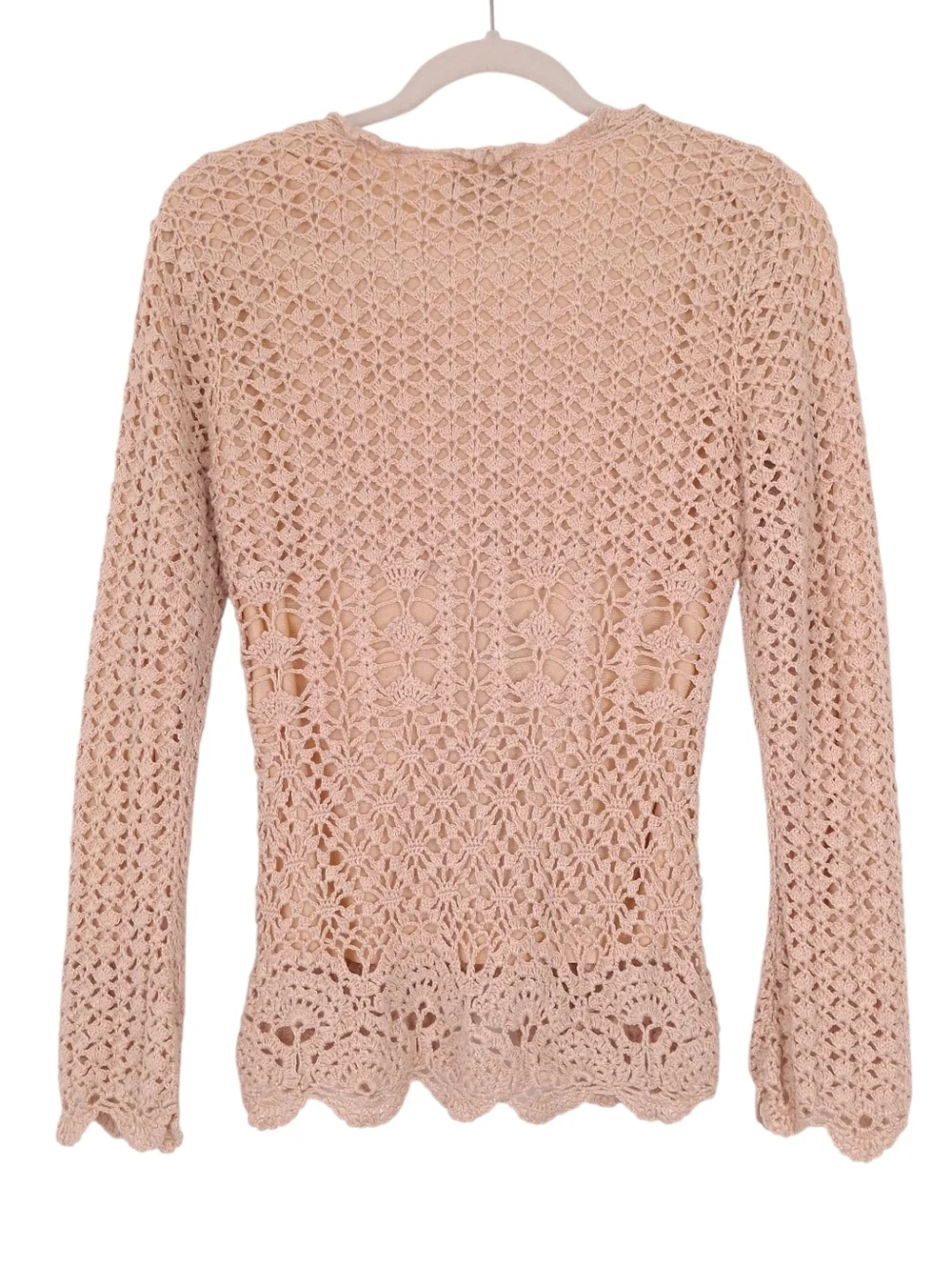 Spiegel vintage open crochet cardigan boho cottagecore festival slim fit beige - Picture 2 of 9